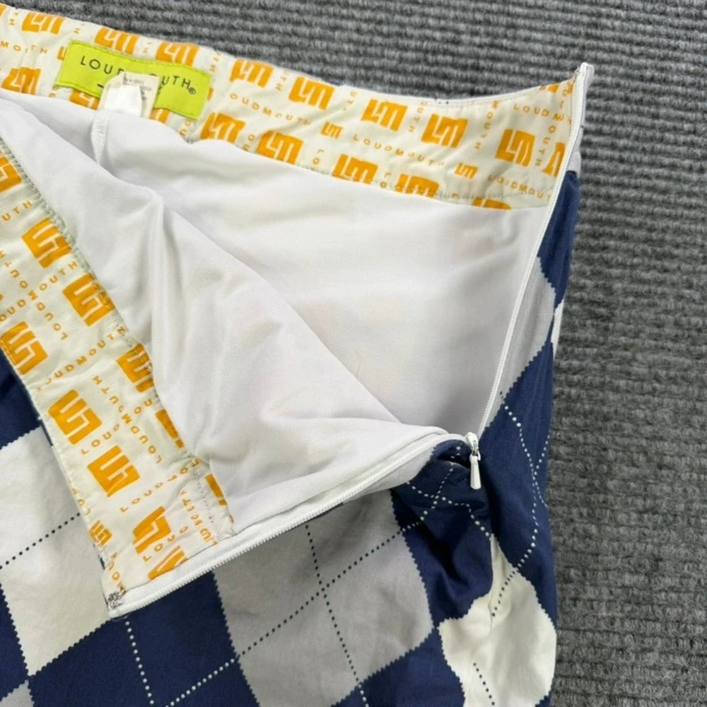 Loudmouth Ladies Golf Skort Women 16 Nevada Wolf Pack Argyle Navy White Grey‎